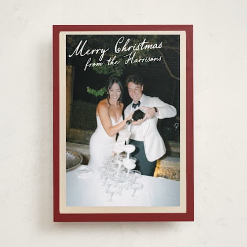 This is a berry holiday photo cards with standard by Maja Cunningham called vintage photo card printing on recycled smooth signature in standard
