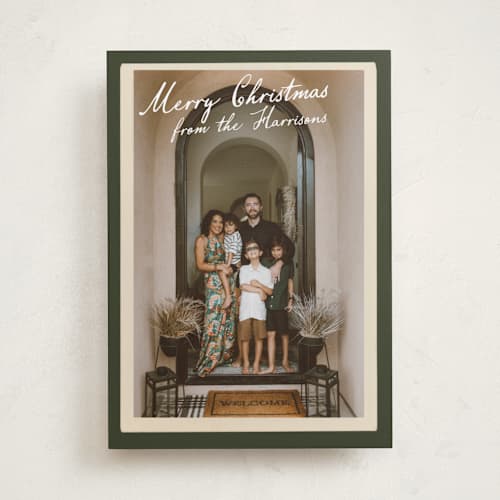 This is a forest holiday photo cards with standard by Maja Cunningham called vintage photo card printing on recycled smooth signature in standard