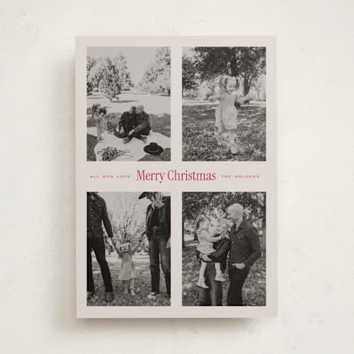 This is a eggnog holiday photo cards with standard by Leah Bisch called windowpane printing on recycled smooth signature in standard