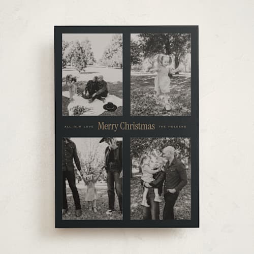 This is a charcoal holiday photo cards with standard by Leah Bisch called windowpane printing on recycled smooth signature in standard