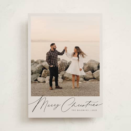 This is a eggnog holiday photo cards with standard by Melanie Severin called simply charming printing on recycled smooth signature in standard