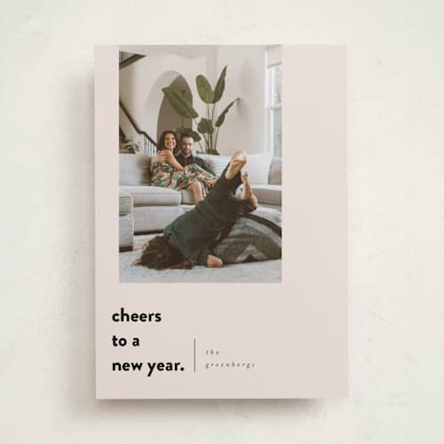 This is a blush holiday photo cards with standard by Iveta Angelova called messy & bright printing on recycled smooth signature in standard