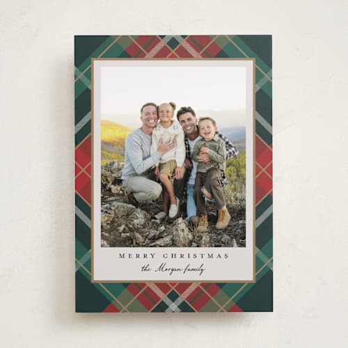 This is a tartan holiday photo cards with standard by Petra Kern called fancy plaid printing on recycled smooth signature in standard