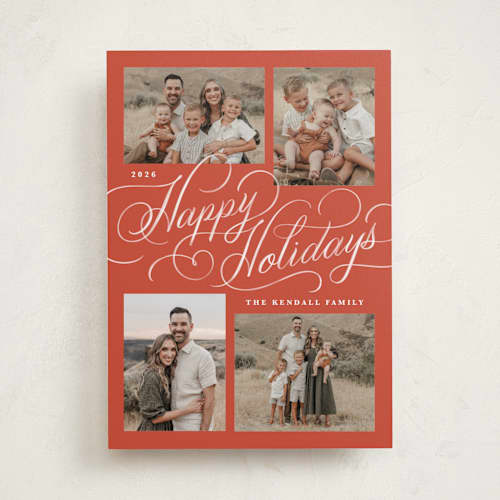 This is a berry holiday photo cards with standard by Kristen Smith called holiday wash printing on recycled smooth signature in standard