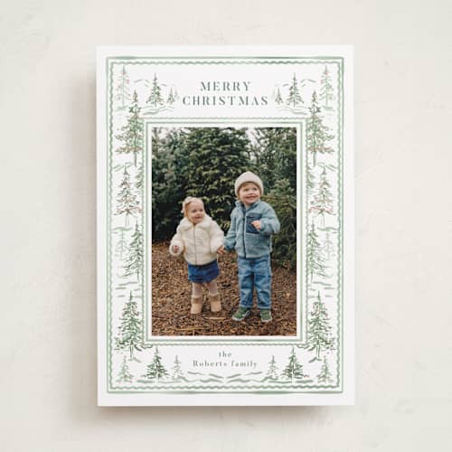This is a forest holiday photo cards with standard by Petra Kern called calm wonderland printing on recycled smooth signature in standard