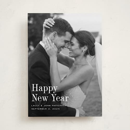 This is a snow holiday photo cards with standard by Megan Davis called eternally merry printing on recycled smooth signature in standard