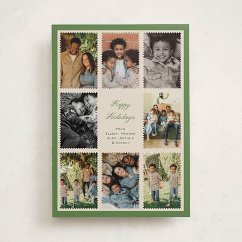 This is a garland holiday photo cards with standard by Pati Cascino called jasper printing on recycled smooth signature in standard