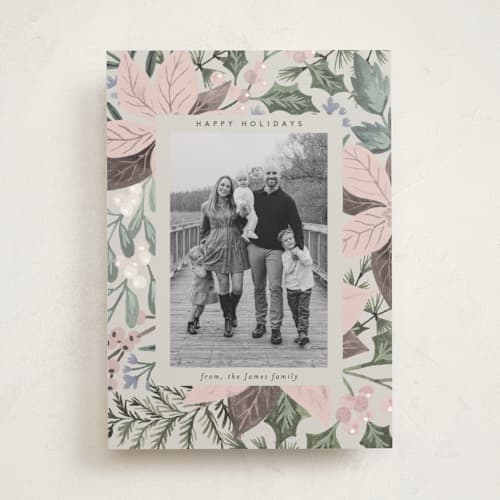 This is a fog holiday photo cards with standard by Alethea and Ruth called bold floral printing on recycled smooth signature in standard