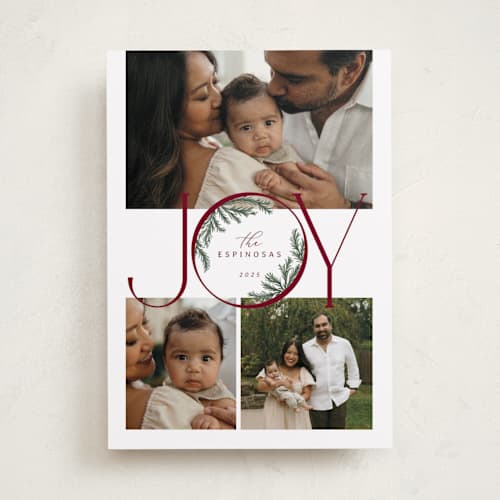 This is a spruce holiday photo cards with standard by Paula Pecevich called inner pine wreath printing on recycled smooth signature in standard