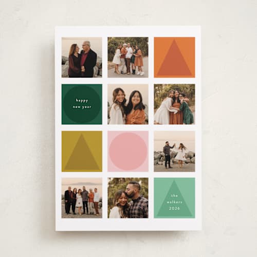 This is a gumdrops holiday photo cards with standard by Morgan Kendall called mod squares printing on recycled smooth signature in standard