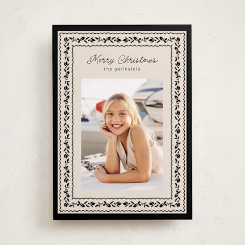 This is a ebony holiday photo cards with standard by Chris Griffith called holiday sea printing on recycled smooth signature in standard