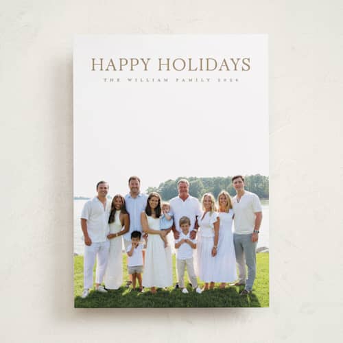 This is a vanilla holiday photo cards with standard by Christy Hy Lee called together printing on recycled smooth signature in standard
