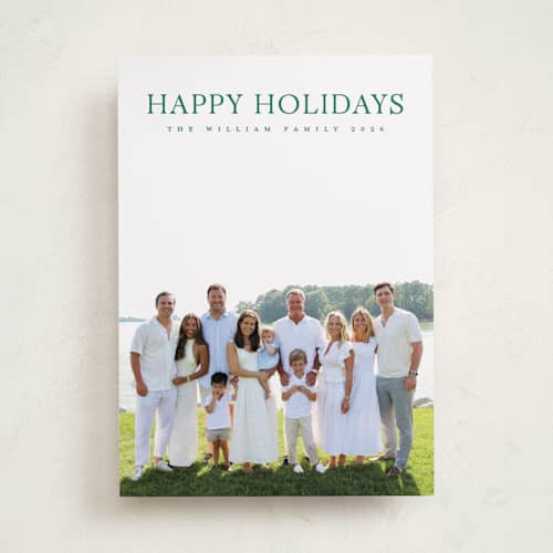 This is a wreath holiday photo cards with standard by Christy Hy Lee called together printing on recycled smooth signature in standard
