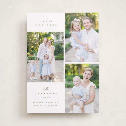 This is a gingerbread holiday photo cards with standard by Kristie Kern called warm glow printing on recycled smooth signature in standard