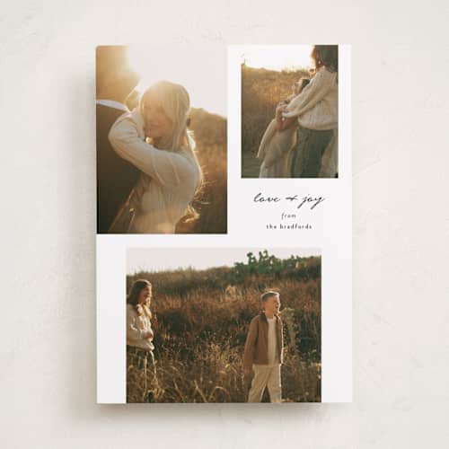 This is a snowflake holiday photo cards with standard by Simona Camp called peaceful printing on recycled smooth signature in standard