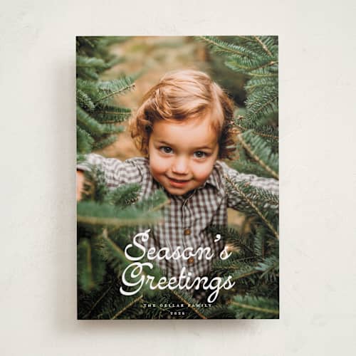 This is a snow holiday photo cards with standard by Morgan Kendall called white christmas printing on recycled smooth signature in standard