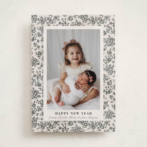 This is a cream holiday photo cards with standard by Jessie Steury called wallpaper printing on recycled smooth signature in standard