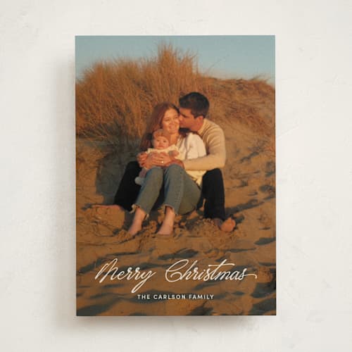 This is a gilt holiday photo cards with standard by Pixel and Hank called the christmas letters printing on recycled smooth signature in standard