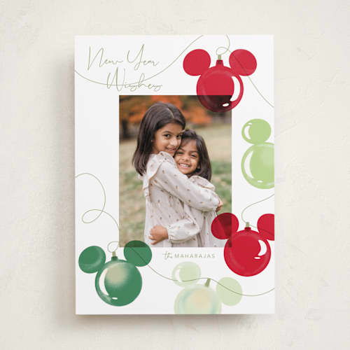 This is a moss holiday photo cards with standard by Baumbirdy called disney mickey lights printing on recycled smooth signature in standard