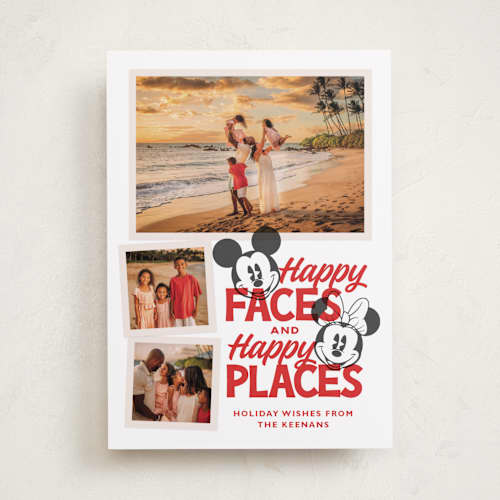 This is a cherry holiday photo cards with standard by Jill Means called disney mickey mouse happy places printing on recycled smooth signature in standard