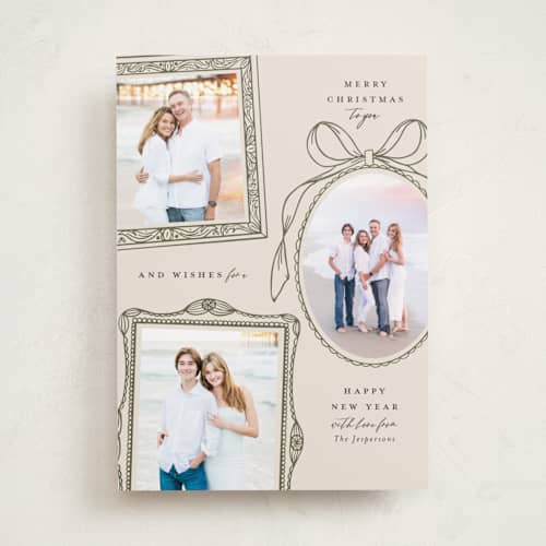 This is a olive holiday photo cards with standard by Meagan Christensen called victorian printing on recycled smooth signature in standard