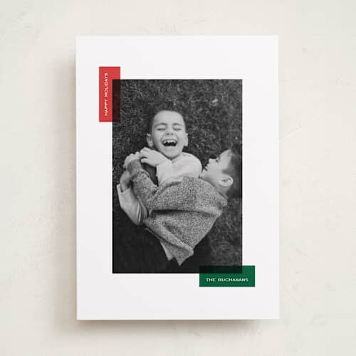 This is a elf holiday photo cards with standard by Jelena Vuletic called borderly printing on recycled smooth signature in standard