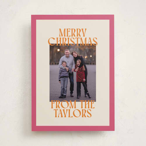 This is a gumdrop holiday photo cards with standard by Ekko Studio called cheerful stack printing on recycled smooth signature in standard