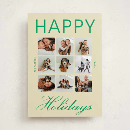 This is a butter holiday photo cards with standard by Morgan Kendall called mixed type printing on recycled smooth signature in standard