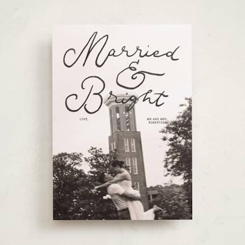 This is a moon rock holiday photo cards with standard by Abbigail Lim called married & bright printing on recycled smooth signature in standard