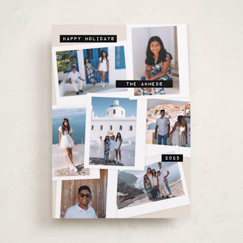 This is a marshmallow holiday photo cards with standard by Claudia Orengo called uniquely us printing on recycled smooth signature in standard