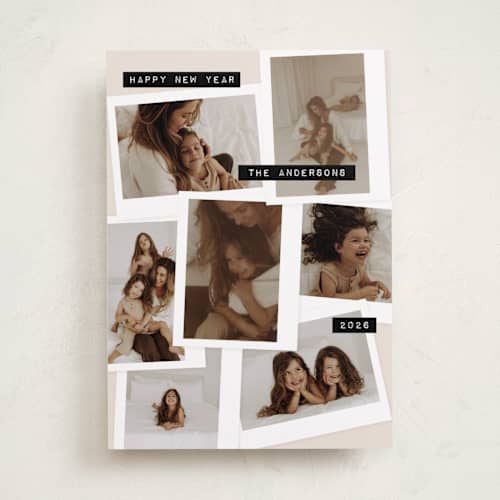 This is a marshmallow holiday photo cards with standard by Claudia Orengo called uniquely us printing on recycled smooth signature in standard