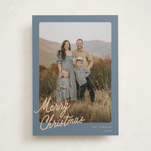 This is a sunlit holiday photo cards with standard by Pixel and Hank called palette printing on recycled smooth signature in standard
