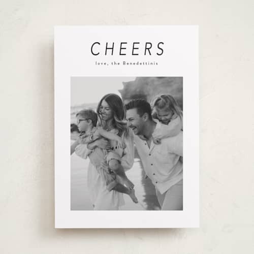 This is a charcoal holiday photo cards with standard by Lucrecia Caporale called aera printing on recycled smooth signature in standard