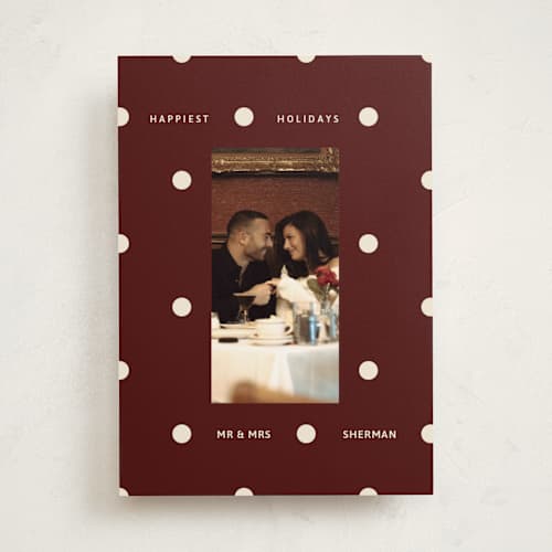 This is a mulled wine holiday photo cards with standard by Inkblot Design called jingle dot printing on recycled smooth signature in standard