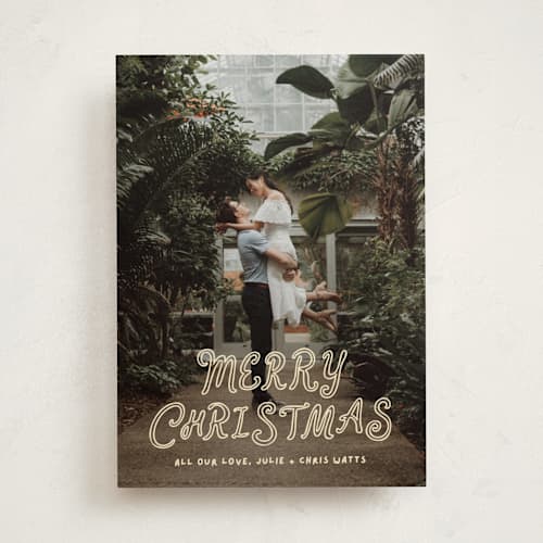 This is a butter holiday photo cards with standard by Everett Paper Goods called sugar cookie printing on recycled smooth signature in standard