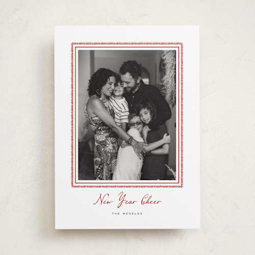 This is a poinsettia holiday photo cards with standard by Sara Hicks Malone called beebop printing on recycled smooth signature in standard