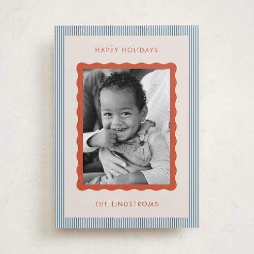 This is a beach holiday photo cards with standard by Kelly Schmidt called wavy edge printing on recycled smooth signature in standard