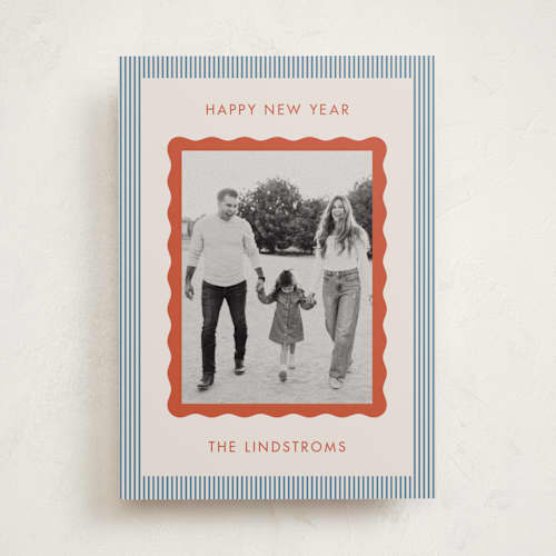 This is a beach holiday photo cards with standard by Kelly Schmidt called wavy edge printing on recycled smooth signature in standard