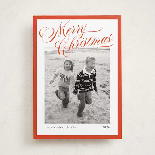 This is a poppy holiday photo cards with standard by Chris Griffith called holiday play printing on recycled smooth signature in standard