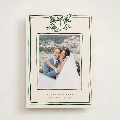 This is a evergreen holiday photo cards with standard by Ekko Studio called christmas coquette printing on recycled smooth signature in standard