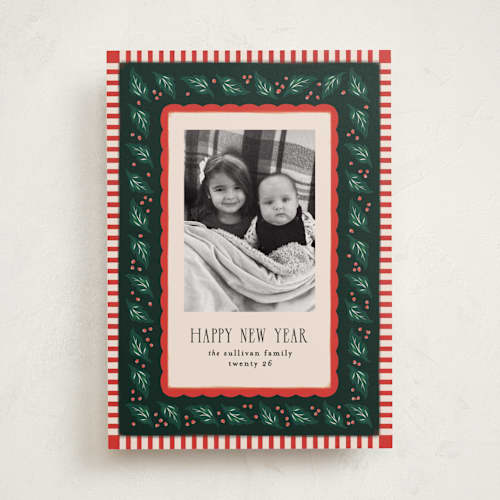 This is a candy cane holiday photo cards with standard by Julie Murray called francie printing on recycled smooth signature in standard