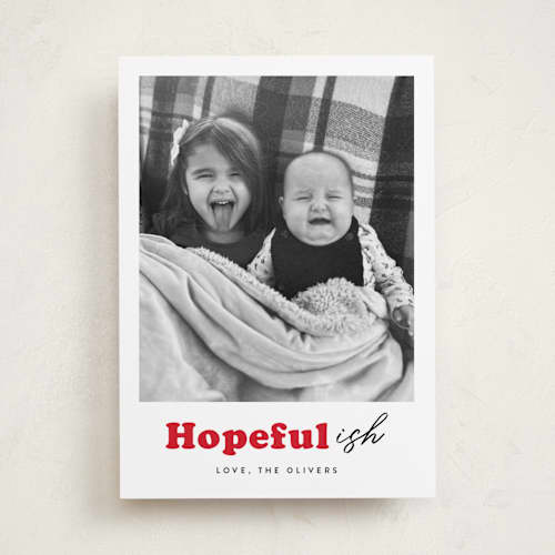 This is a holly holiday photo cards with standard by Carrie ONeal called festive-ish printing on recycled smooth signature in standard