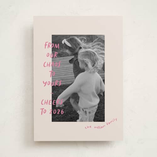 This is a gumdrop holiday photo cards with standard by Vera Lim called happy chaos printing on recycled smooth signature in standard