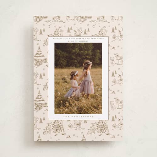 This is a caramel holiday photo cards with standard by Teju Reval called disney's holiday pooh printing on recycled smooth signature in standard