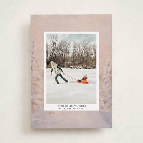 This is a gingerbread holiday photo cards with standard by Lindsay Megahed called winter wishes printing on recycled smooth signature in standard