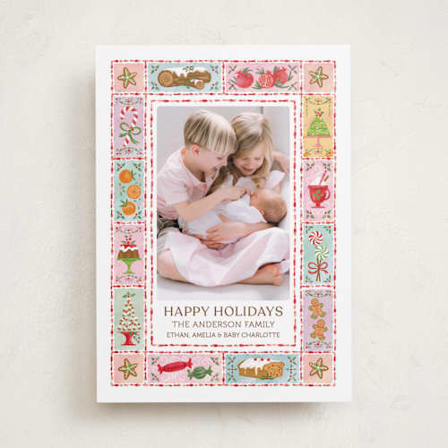 This is a peppermint holiday photo cards with standard by Paper Sun Studio called sweet dreams printing on recycled smooth signature in standard