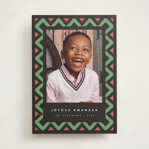 This is a unity kwanzaa cards with standard by letterfix called geometric frame printing on recycled smooth signature in standard