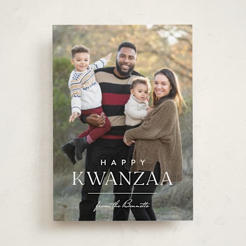This is a marshmallow kwanzaa cards with standard by Carolyn MacLaren called line printing on recycled smooth signature in standard