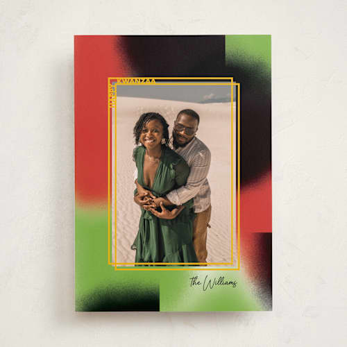 This is a papaya kwanzaa cards with standard by Baumbirdy called kwanza frame printing on recycled smooth signature in standard