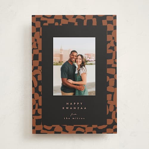 This is a terracotta kwanzaa cards with standard by Pati Cascino called aissa printing on recycled smooth signature in standard